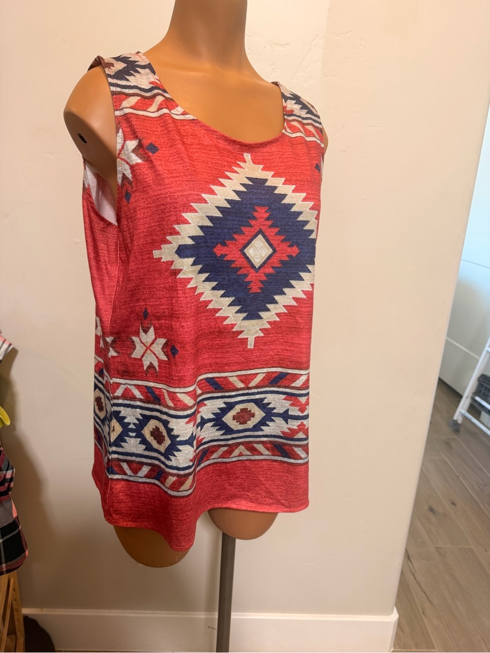 Red Aztec-Print Sleeveless Tank Top NWOT size Medium